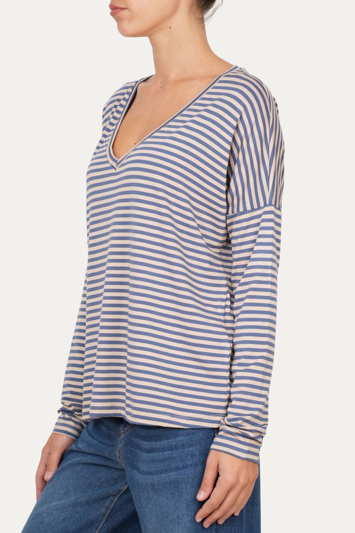 Maglia scollo a V Comfy - Cobalto Grano