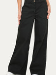 Pantalone palazzo largo GRACE in cotone gabardina - Nero