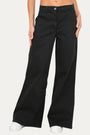 Pantalone palazzo largo GRACE in cotone gabardina - Nero