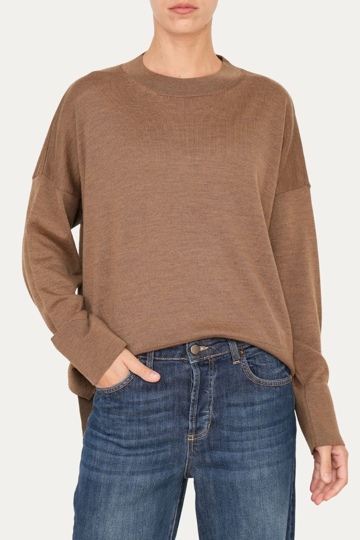 Maglia paricollo in lana merino Zegna Baruffa - Biscotto