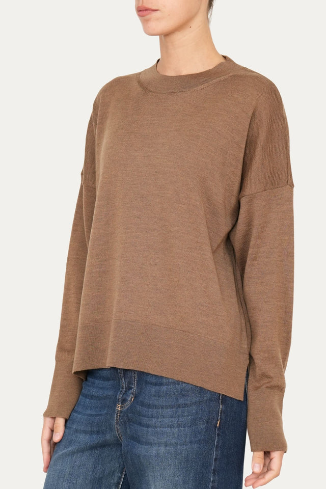 Maglia paricollo in lana merino Zegna Baruffa - Biscotto