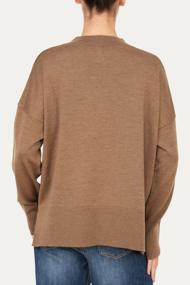 Maglia paricollo in lana merino Zegna Baruffa - Biscotto