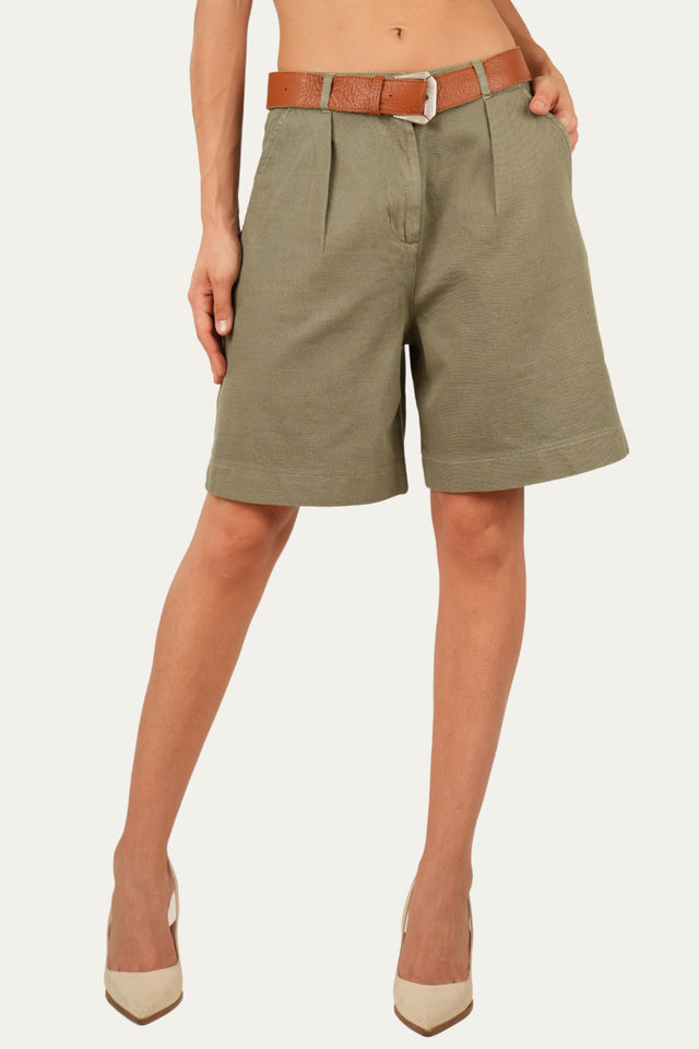 Bermuda in Cotone slegato - Salvia