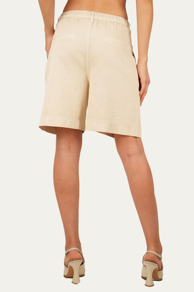 Bermuda in Cotone slegato - Ecru