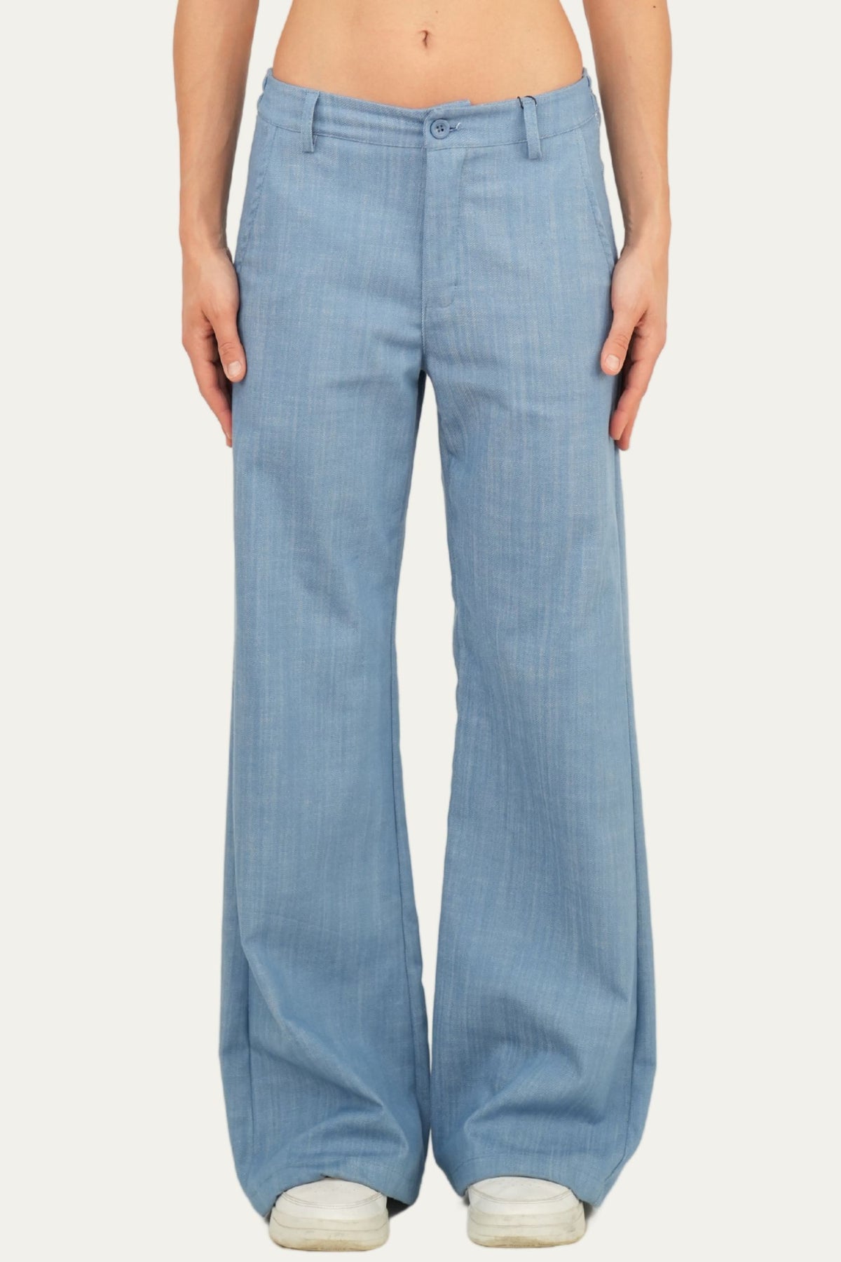 Pantalone palazzo LIA elastico dietro - Denim Celeste