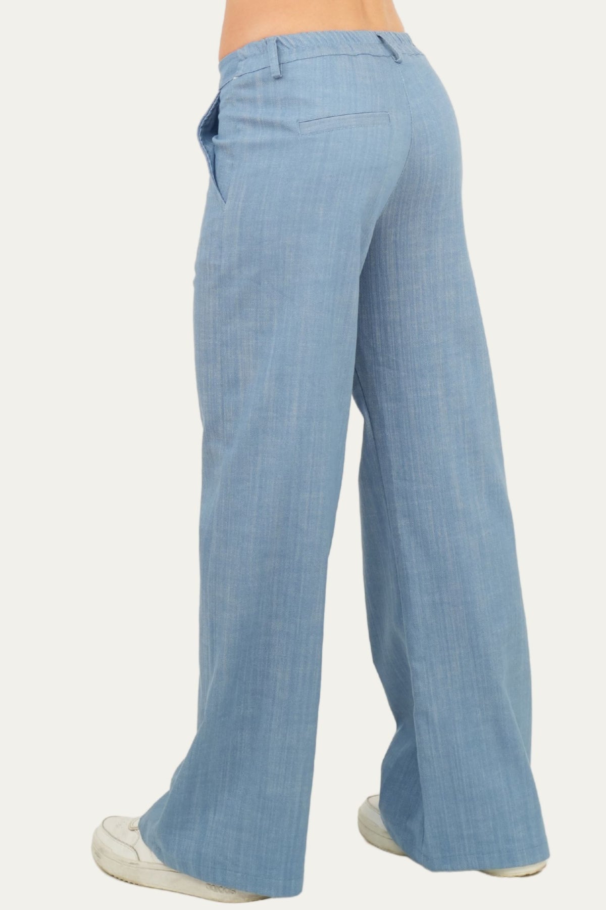 Pantalone palazzo LIA elastico dietro - Denim Celeste