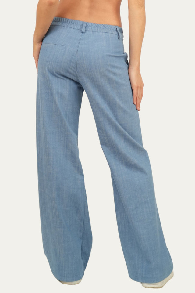 Pantalone palazzo LIA elastico dietro - Denim Celeste