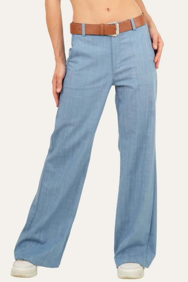 Pantalone palazzo LIA elastico dietro - Denim Celeste