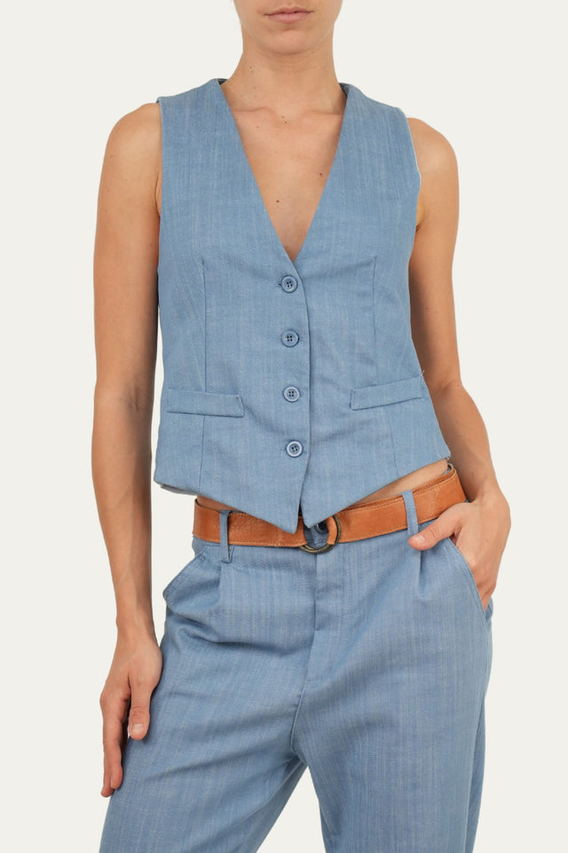 Gilet con bottoni - Denim Celeste