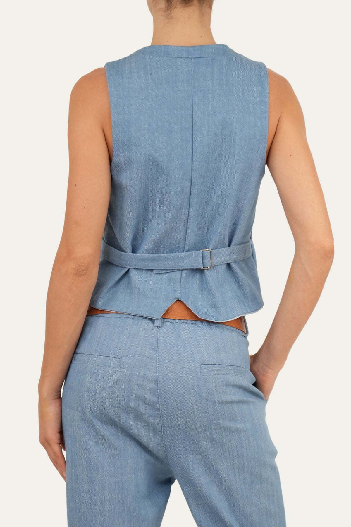Gilet con bottoni - Denim Celeste