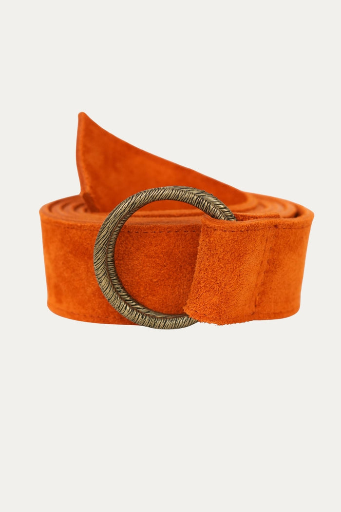 Cintura doppio anello in camoscio - Zucca