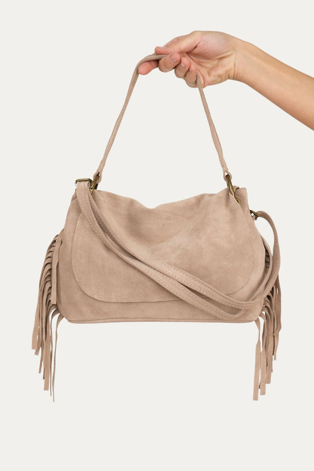 Borsa AURORA in camoscio - Taupe