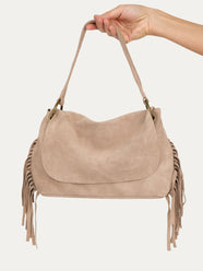 Borsa AURORA in camoscio - Taupe