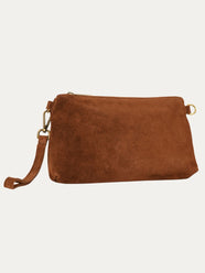Pochette SARA in camoscio - Tabacco