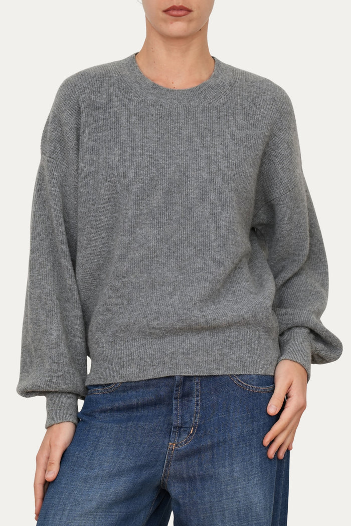 Maglia manica sbuffo misto cashmere - Grigio
