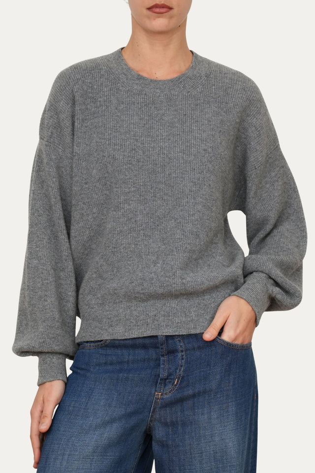 Maglia manica sbuffo misto cashmere - Grigio