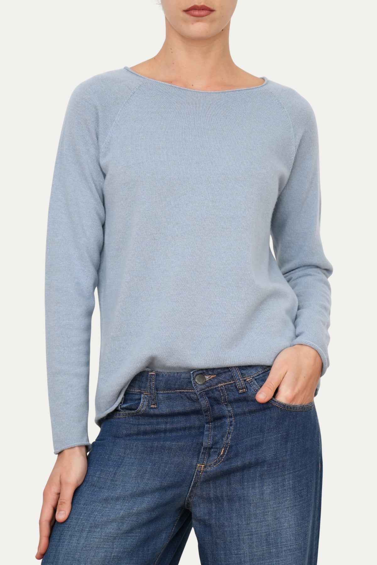 Maglia BASIC misto cashmere - Nuvoloso