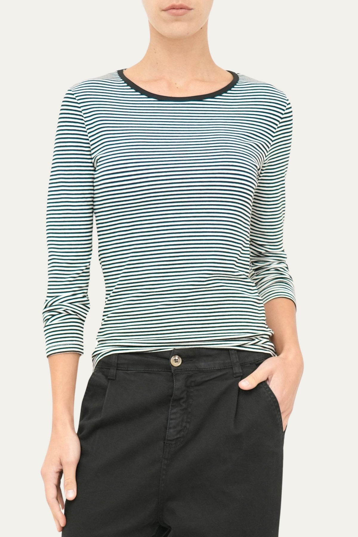 Maglia girocollo a righe Kansas - Nero