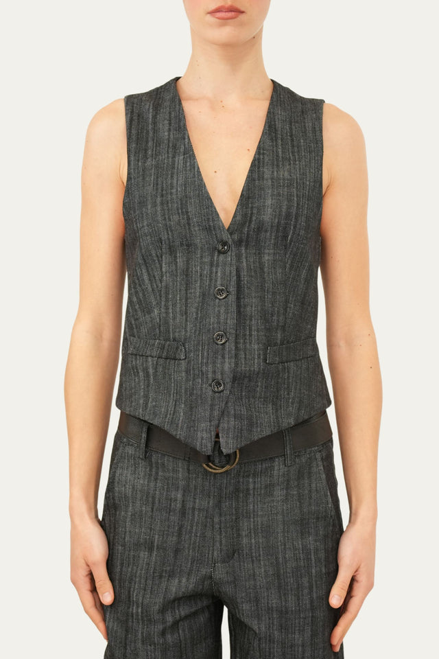 Gilet con bottoni - Denim scuro