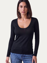 Cachemirina ultralight scollo madonna - Nero