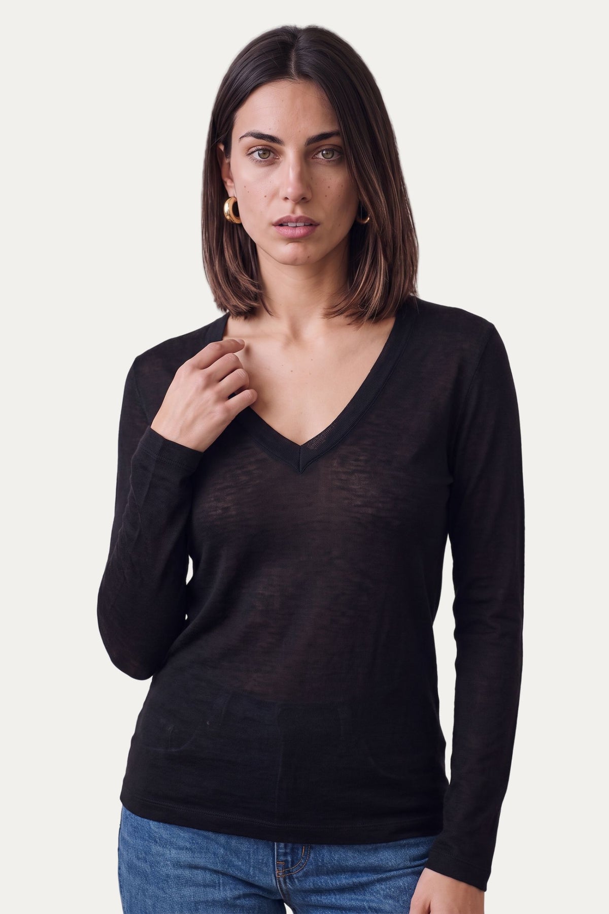 Cachemirina ultralight scollo a V - Nero