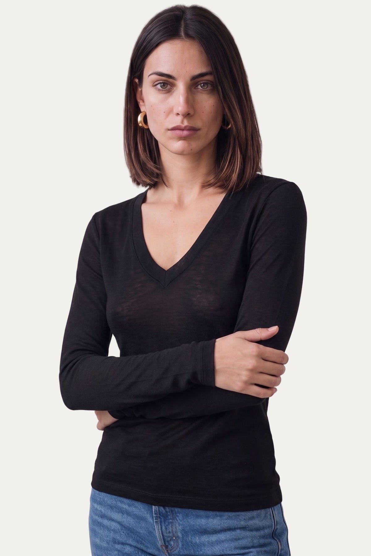 Cachemirina ultralight scollo a V - Nero