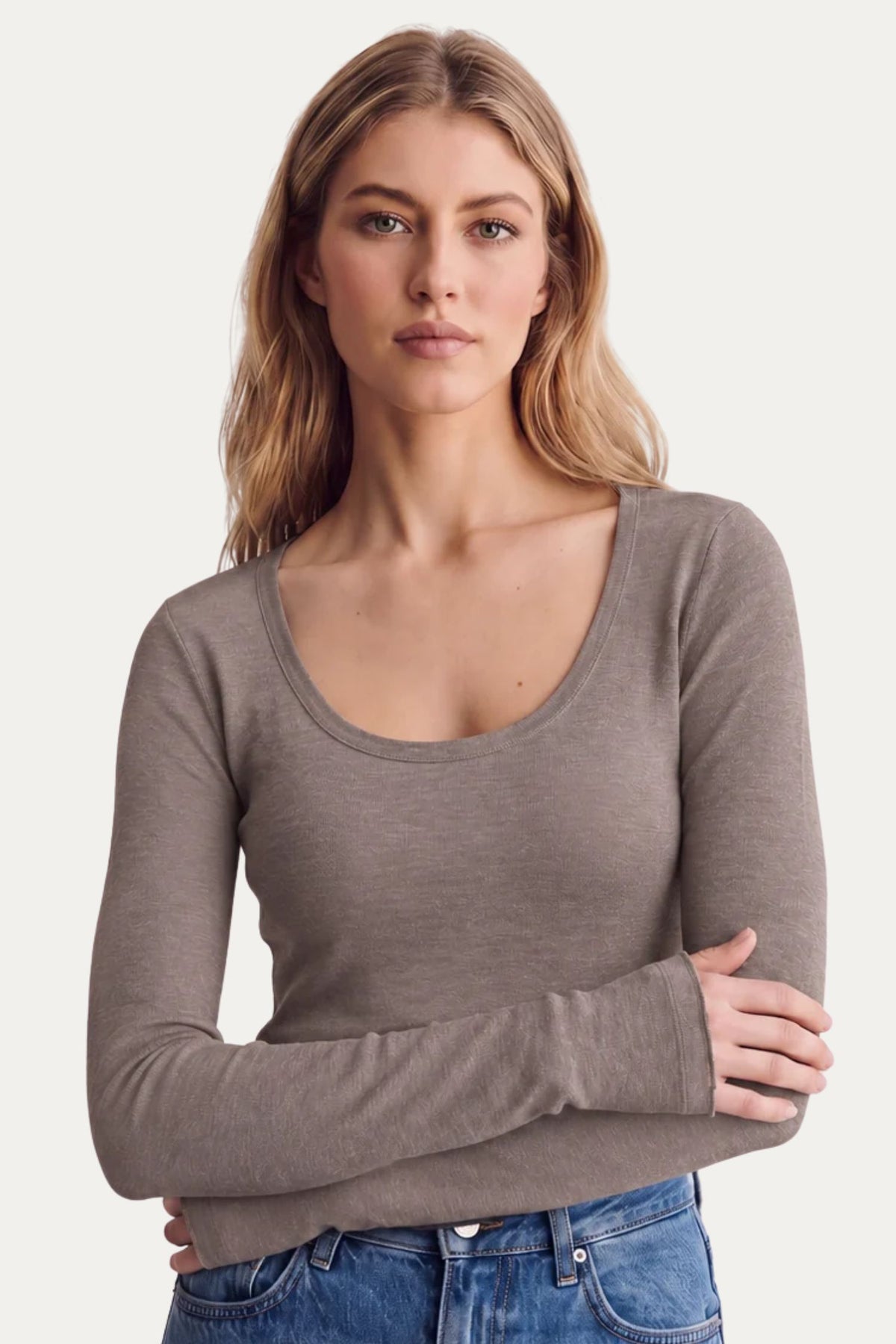Cachemirina ultralight scollo madonna - Taupe