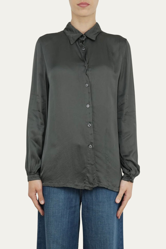 Camicia manica lunga satin - Piombo