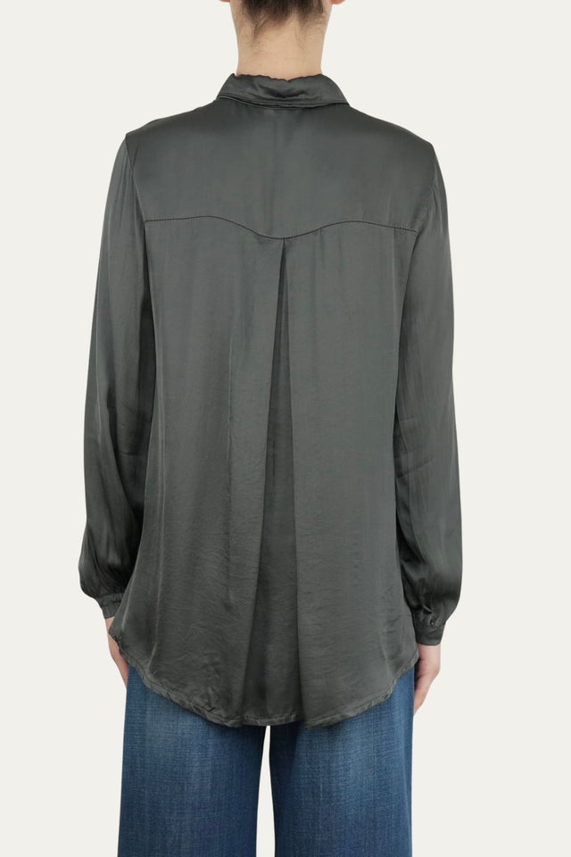 Camicia manica lunga satin - Piombo