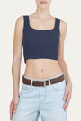 Top corto a costine - Blu