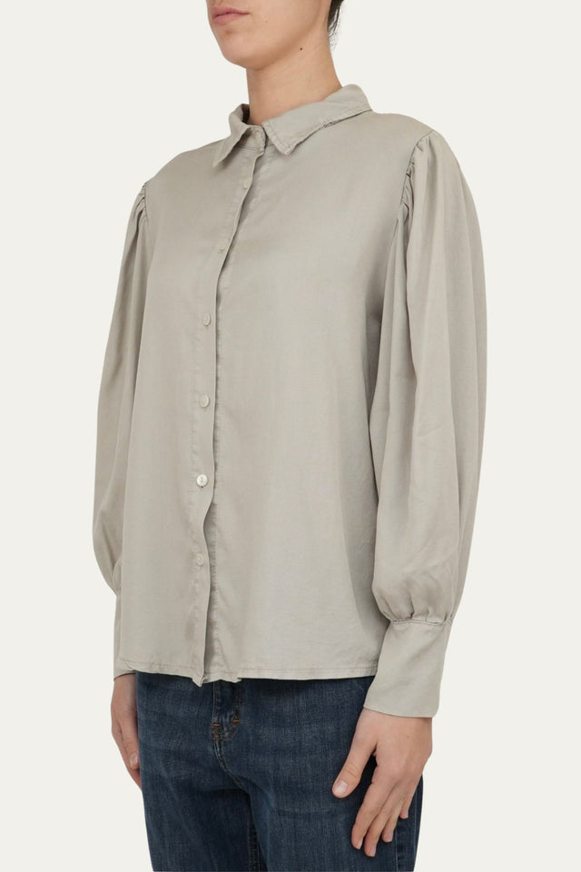 Camicia manica a palloncino - Gesso