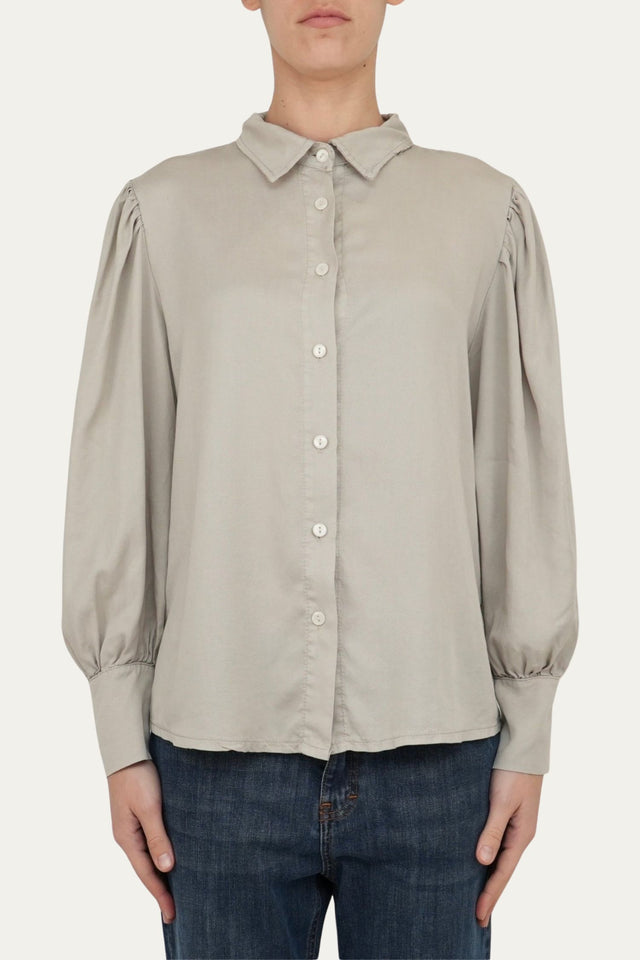 Camicia manica a palloncino - Gesso