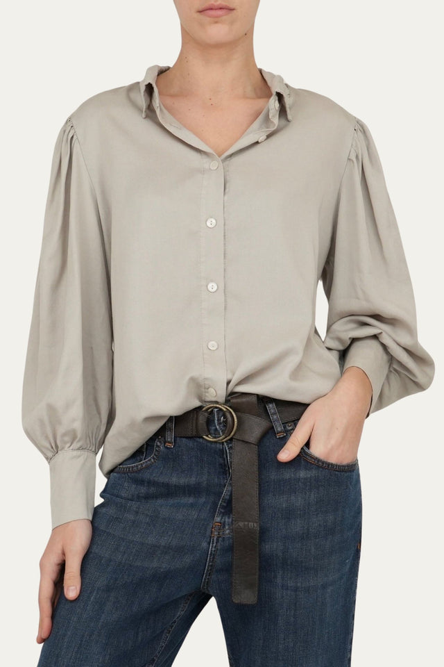 Camicia manica a palloncino - Gesso