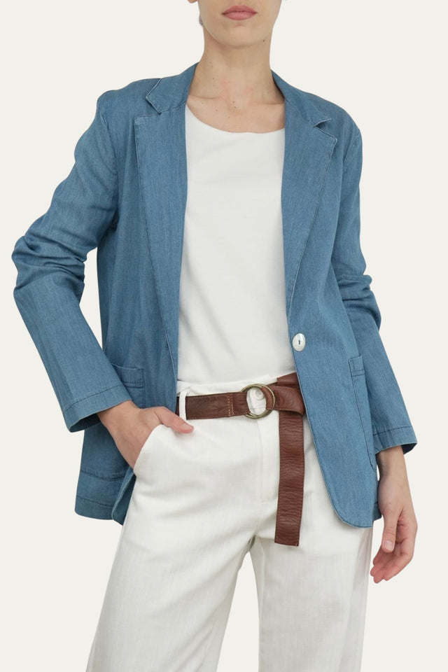 Giacca con bottone - Denim chiaro