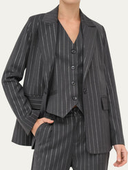Blazer gessato con lurex - Antracite