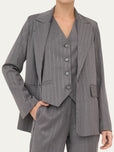 Blazer gessato con lurex - Grigio