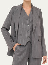 Blazer gessato con lurex - Grigio