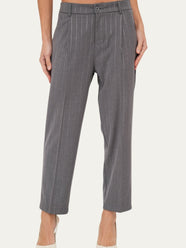 Pantalone boyfriend gessato con lurex - Grigio