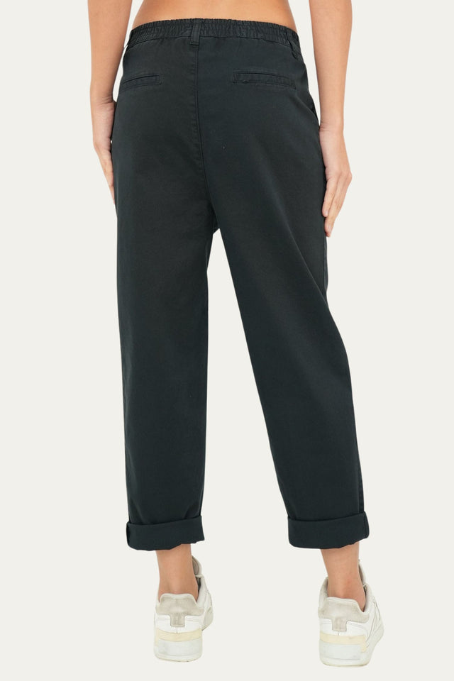 Pantalone boyfriend SALLY cotone gabardina - Blu Notte