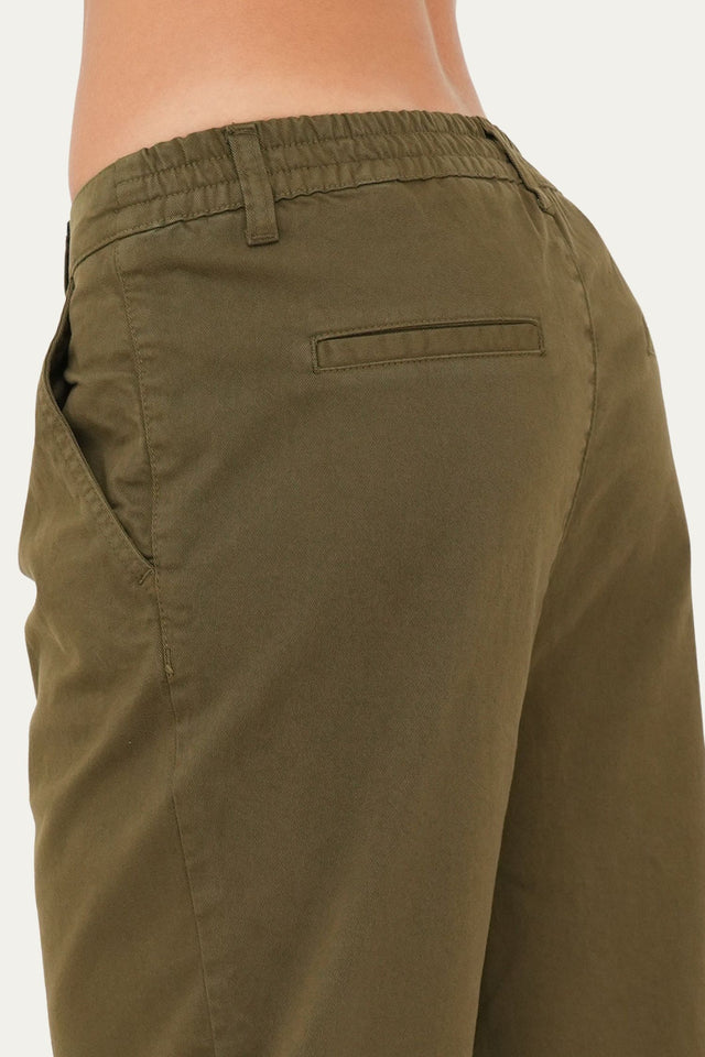 Pantalone boyfriend SALLY cotone gabardina - Verde Militare