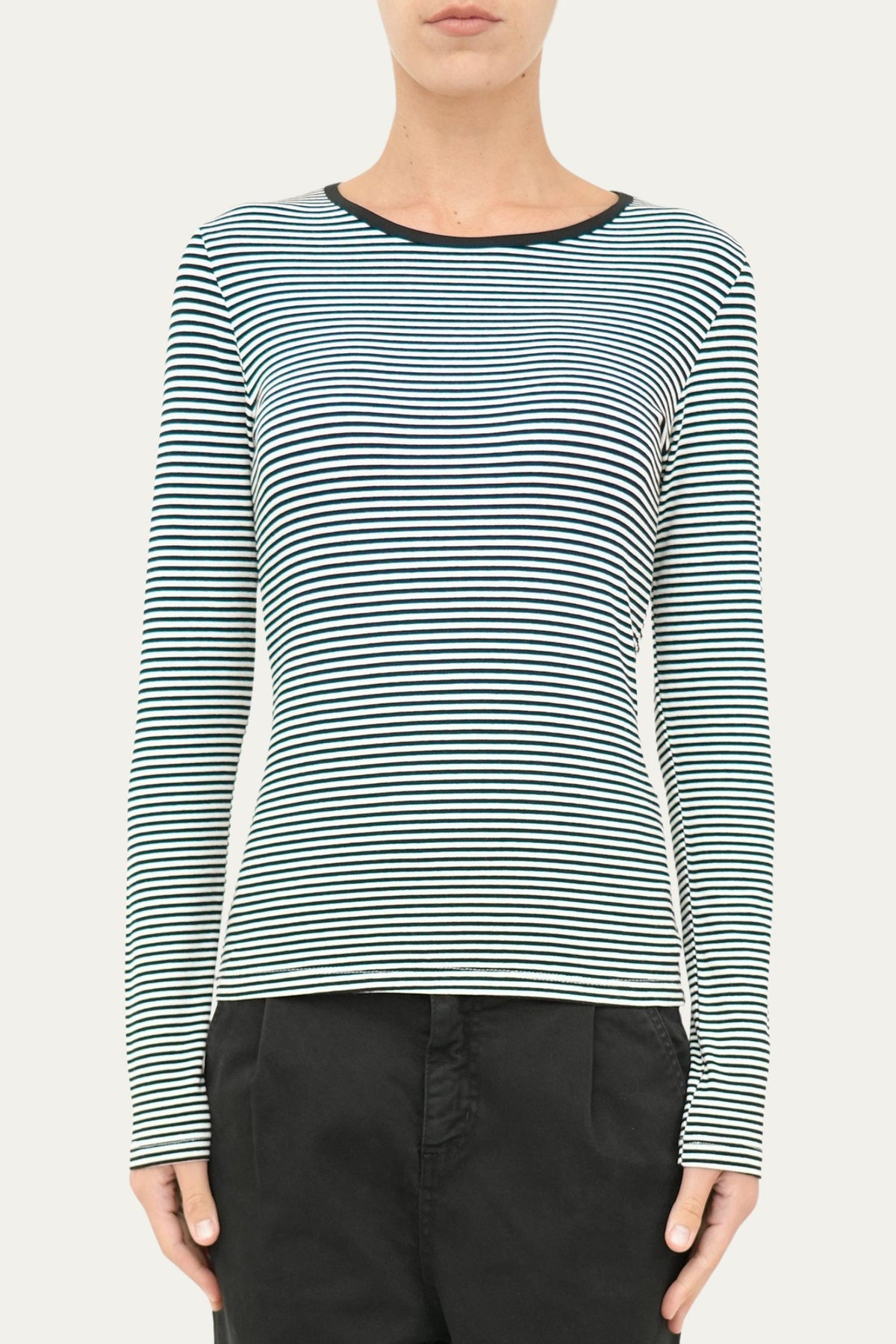 Maglia girocollo a righe Kansas - Nero