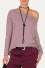 Maglia scollo barca spalla scesa righe Kansas - Vino
