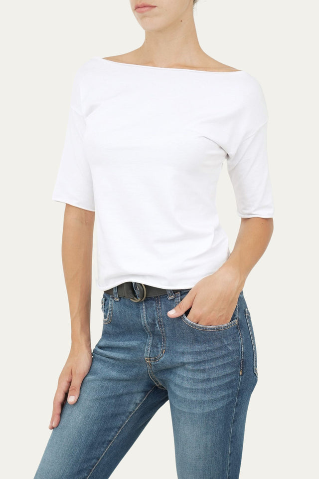 T+shirt manica 3/4 taglio vivo - Bianco