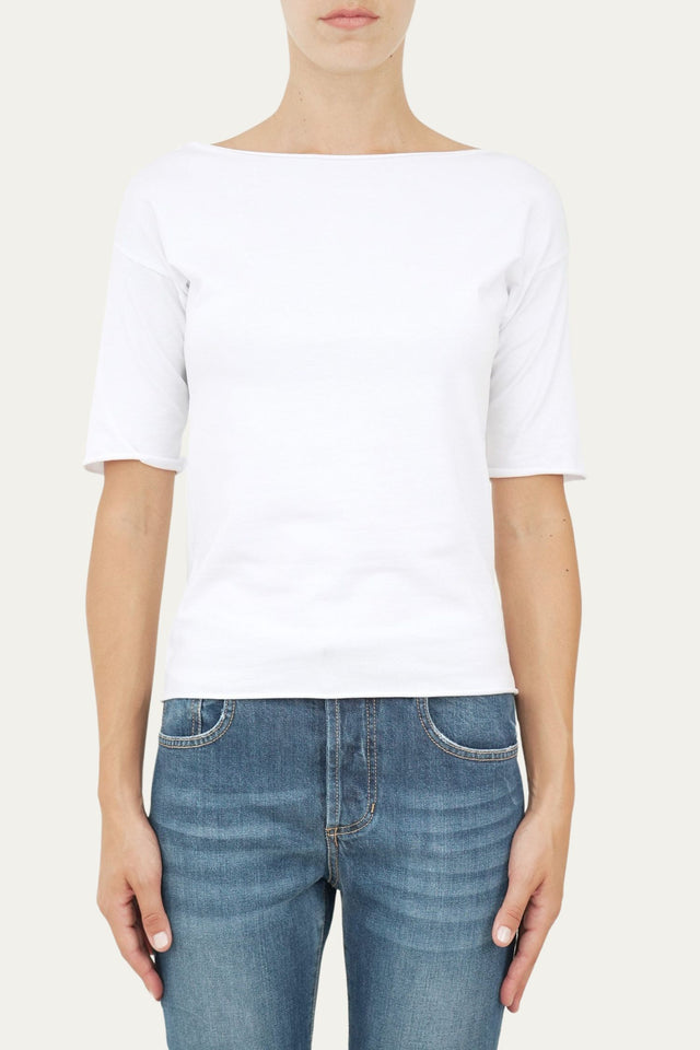 T+shirt manica 3/4 taglio vivo - Bianco