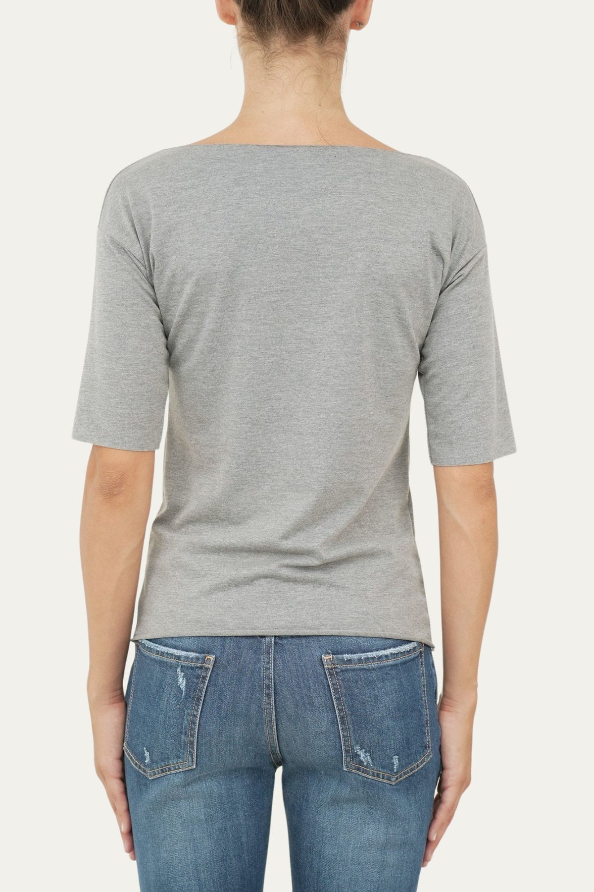 T-shirt manica 3/4 taglio vivo - Grigio