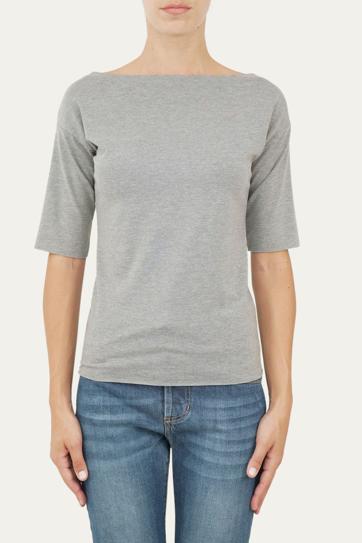 T-shirt manica 3/4 taglio vivo - Grigio