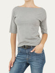 T-shirt manica 3/4 taglio vivo - Grigio