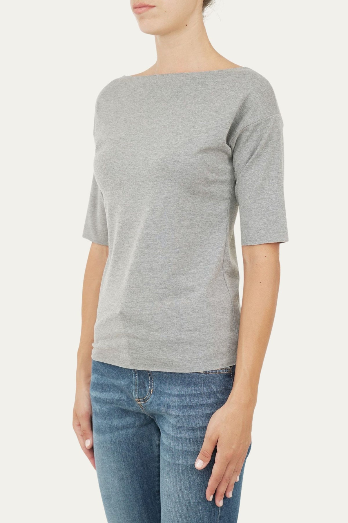 T-shirt manica 3/4 taglio vivo - Grigio