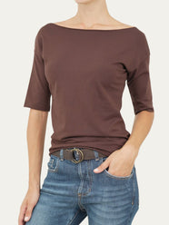 T-shirt manica 3/4 taglio vivo - Moro