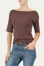 T-shirt manica 3/4 taglio vivo - Moro